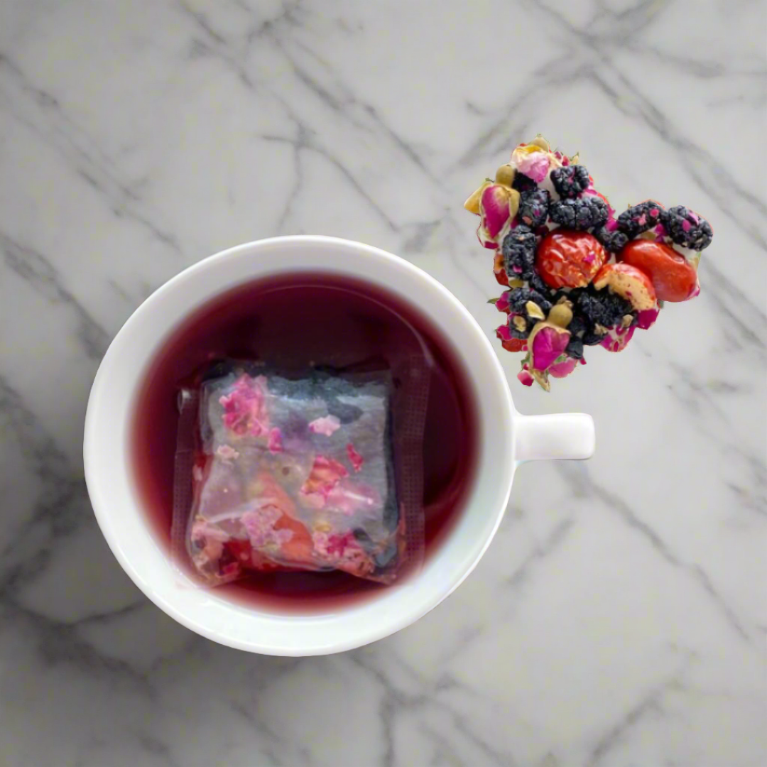 Black Mulberries, Black Goji Berries, Rose Buds and Red Dates
