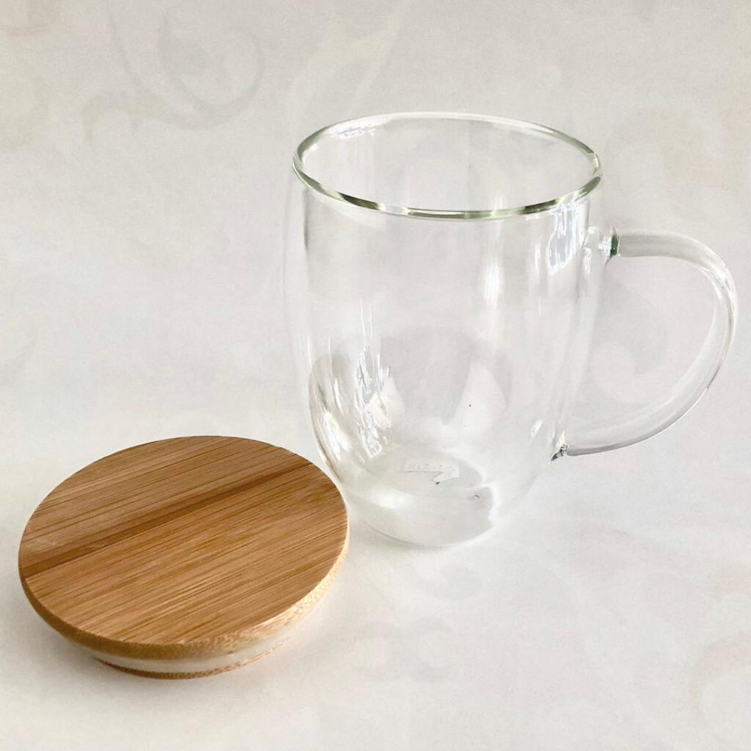 Glass mug with discount cover